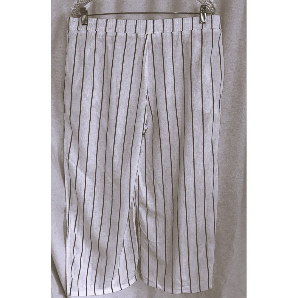 Linen Blend NWOT 2 piece White & Tan flowy pants & sleeveless top XL - Picture 6 of 9